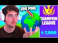 I played CHAMPION ARENA on EVERY REGION in Fortnite... (Fortnite Competitive)