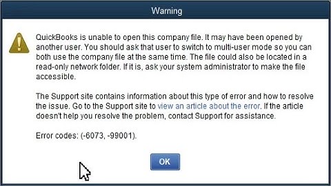 #QuickBooks is unable to open this company file | #Error code -6073-99001