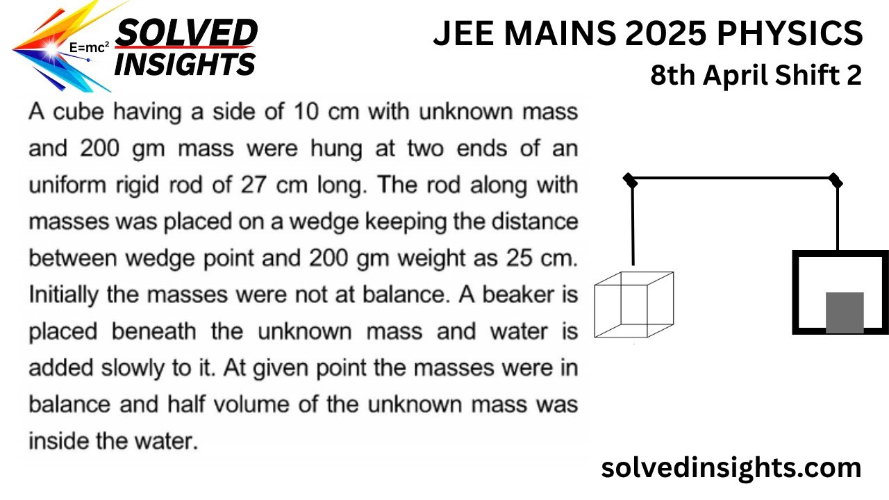 JEE Mains 2025 Physics | Buoyancy & Torque Balance Trick Question | 8th April Shift 2 Solution