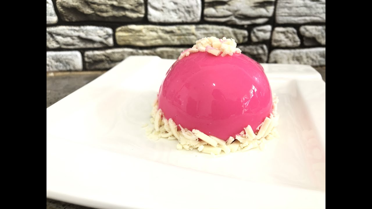 Elegant No-bake raspberry cheesecake dome *egless recipe -raspberry inside dessert 