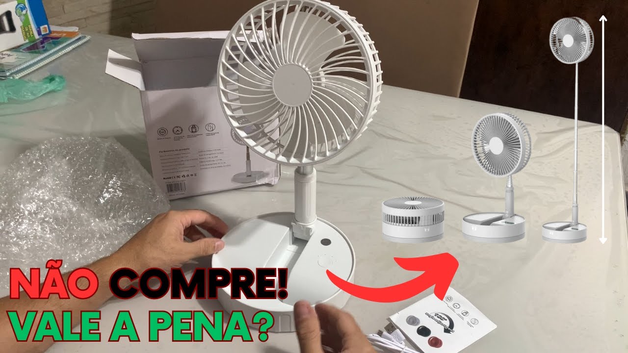 O MELHOR VENTILADOR DE MESA PORTÁTIL DOBRÁVEL ESTICA SILENCIOSO  RETRÁTIL POTENTE E RECARREGÁVEL