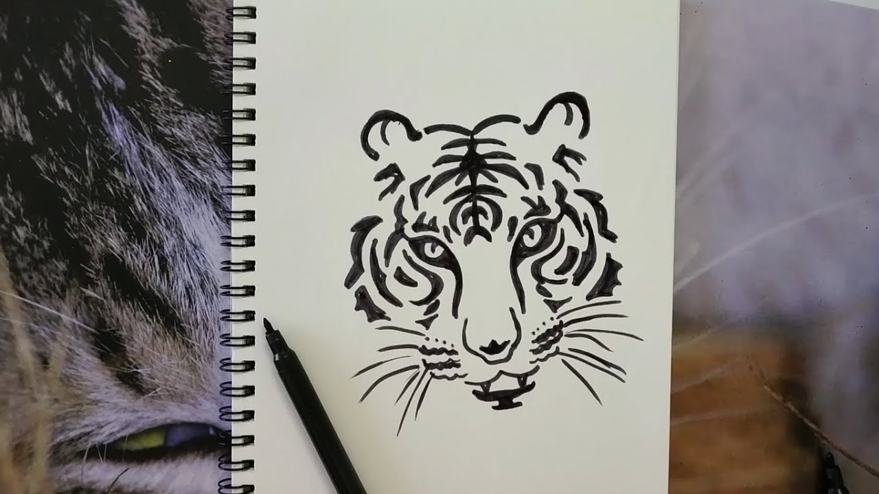 Tiger simple Drawing  Tiger sketch Easy drawings Drawings