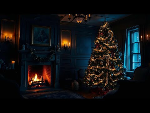 Christmas Music Ambience  🎄 Luxurious Christmas Tree in a Victorian Sitting Room ✨ Burning Fireplace
