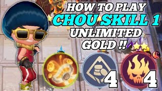 HOW TO PLAY CHOU SKILL 1 UNLIMITED GOLD !! MAGIC CHESS MOBILE LEGENDS COMBO