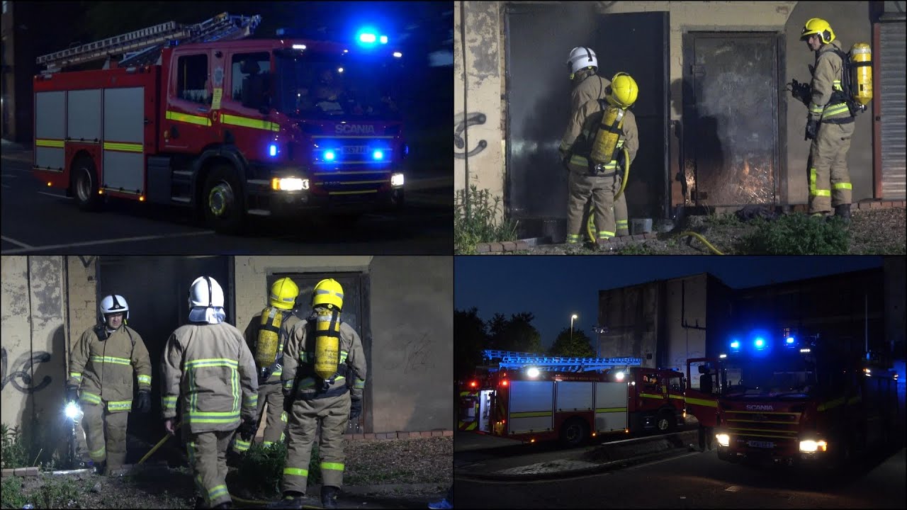 Fire in a building: Fire Engines responding with siren and lights + on ...