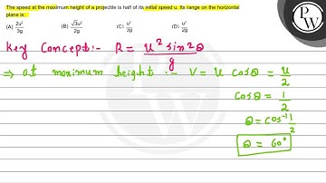 The speed at the maximum height of a projectile is half of its init...