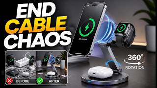 This 25W Qi2.2 3-in-1 Magnetic Wireless Charging Stand Ends Cable Clutter for iPhone Users