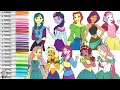 Disney Princess Makeover as My Little Pony Coloring Book Compilation Fluttershy Applejack Rarity