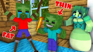 Monster School : Fat Baby Zombie Being Bullied by Thin Baby Zombie - Minecraft Animation