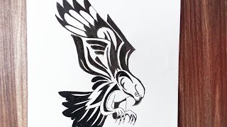How to draw eagle tribal tattoo || Tattoo drawing tutorial