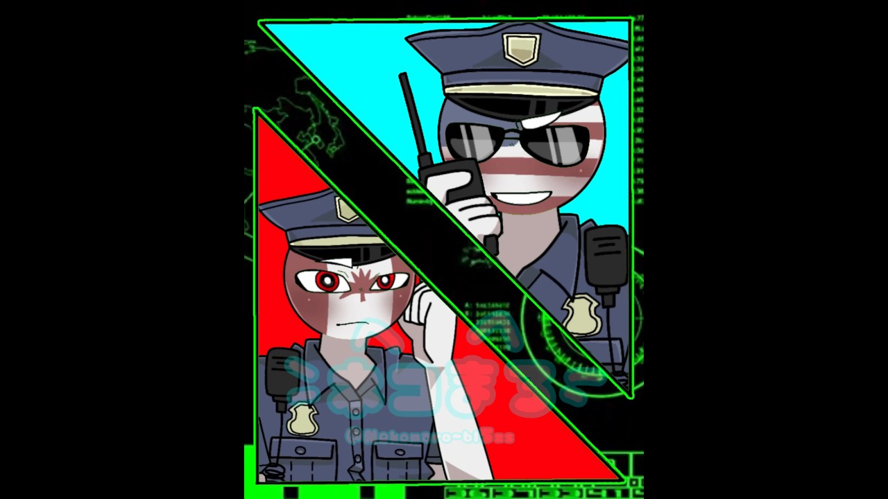 【country human】 PARTNERS IN LAW || meme || 警察と泥棒 || 🇺🇸🇨🇦🇮🇹🇪🇸 #カンヒュ #countryhumans