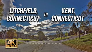 Scenic Fall Drive From Litchfield to Kent in Connecticut, New England - 4K - Oct 2023