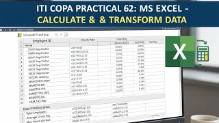 ITI COPA PRACTICAL 62 MS EXCEL CALCULATE AND TRANSFORM DATA