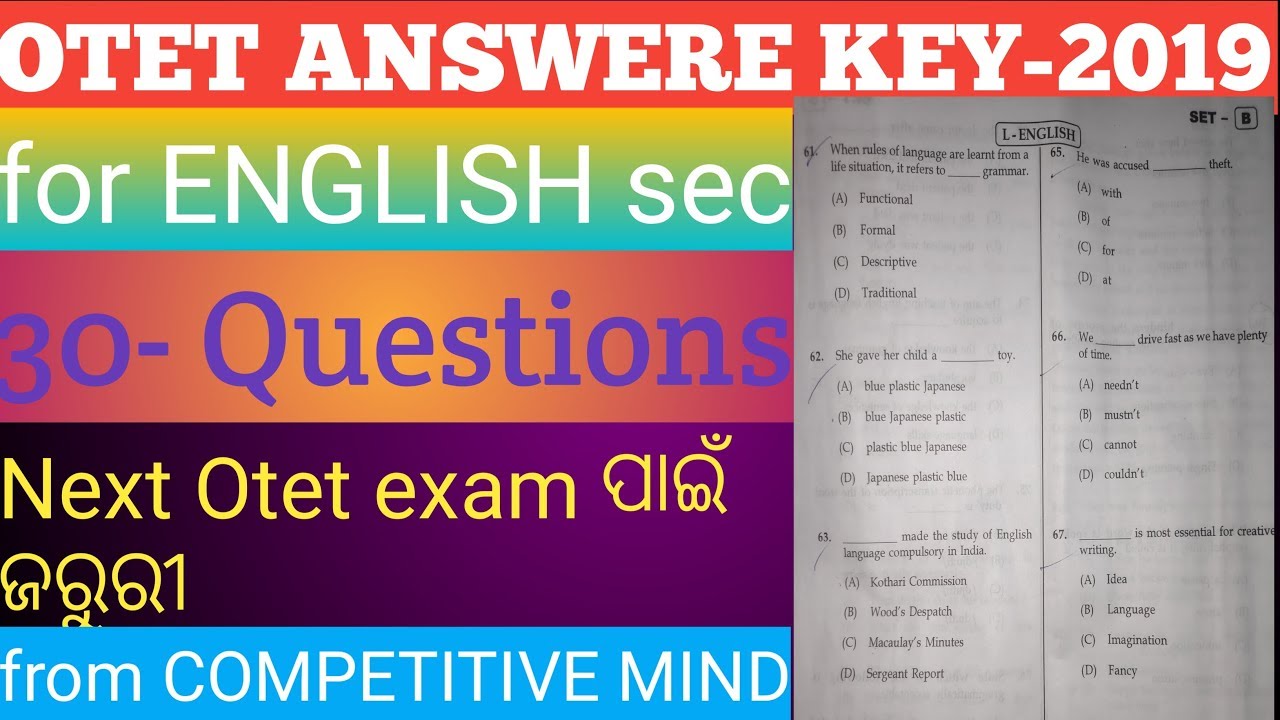 Otet 2019 English sec. Ans key