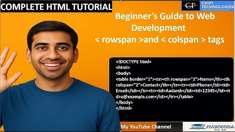 Volledige HTML-zelfstudie - Rowspan en colspan - Rijen en kolommen samenvoegen - ChiPi Technologies