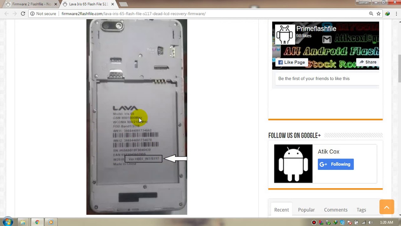 Lava Iris 65 Flash File S117 Hang On Logo Done,