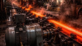 Rail Rolling Mill Process Explained 🔥 Massive Rollers Crushing Red Hot Steel Rails ⚙️