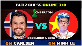 Magnus Carlsen vs Minh Le | Blitz Chess 3+0 | ChessCom | December 6, 2023