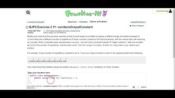 Exercise 2.11 (numbersOutputConstant) Java Tutorial || Practice-It