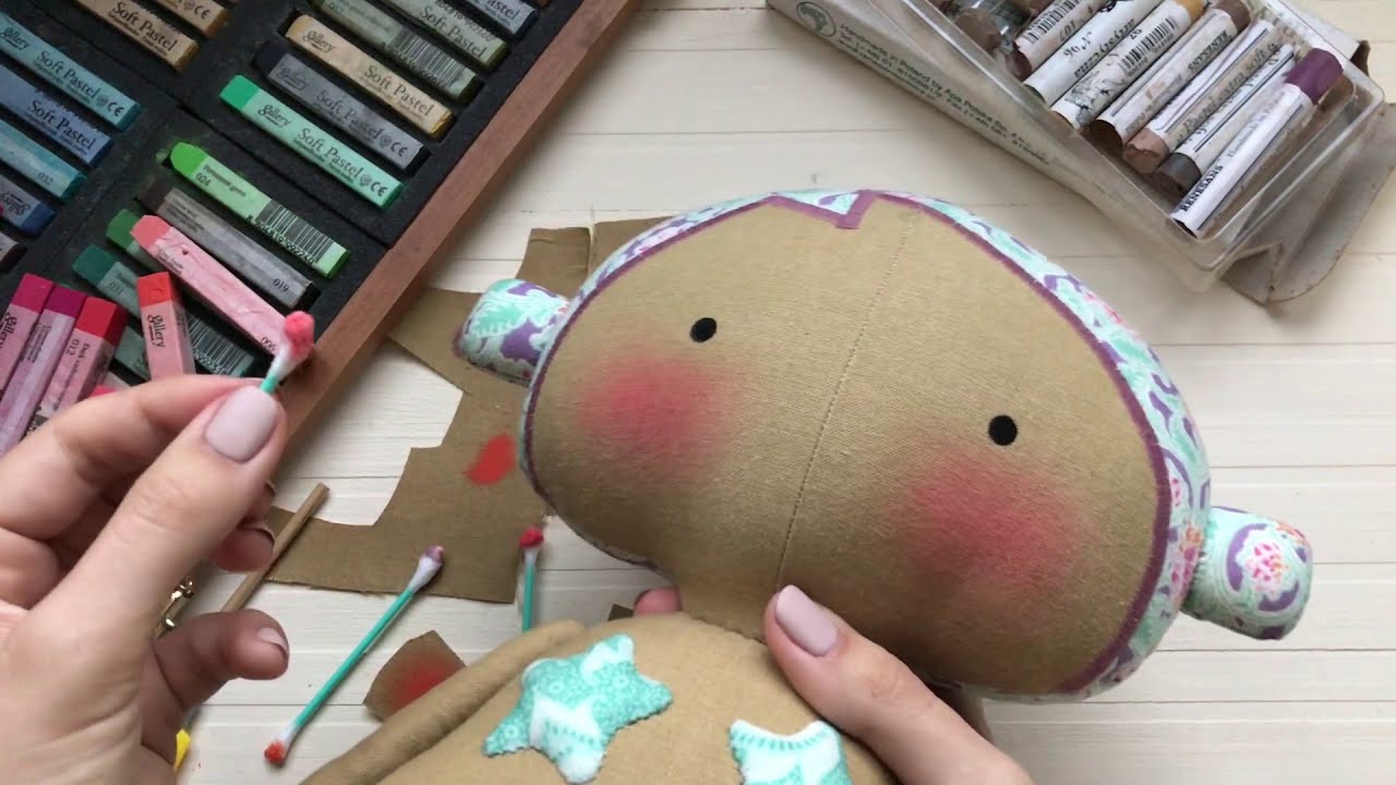 Отдельное видео! Делаем глазки и наносим румяна русалке Тильда | Tilda Sweet Mermaid Kit #8