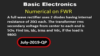 Numerical on Full wave rectifier circuit.