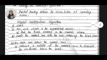 Partial Pivoting. Pivotal Condensation Algorithm.               CONM(INTERNAL-2,QUES-1)