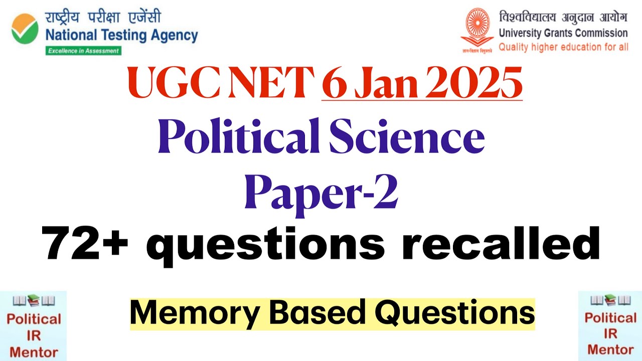 UGC NET POLITICAL SCIENCE MEMORY BASED Questions 6 Jan 2025 exam review ...