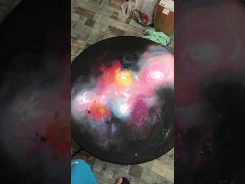 Как разрисовать столешницу акриловыми красками, а потом залить эпоксидной смолой ?