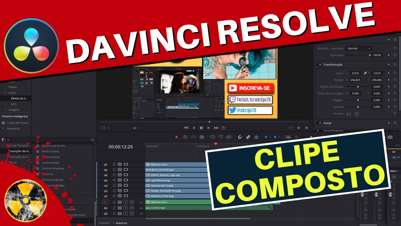 Davinci Resolve Tutorial Como usar o Clipe Composto YouTube