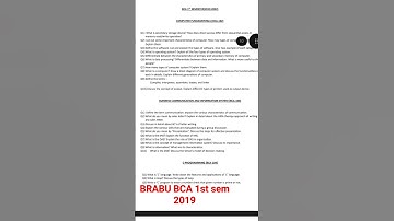 BRABU | BCA 1st sem | 2019 #bca #brabu #pyqs #previousyearquestions #2019