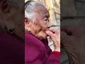Grandma has no any teeth for eating food