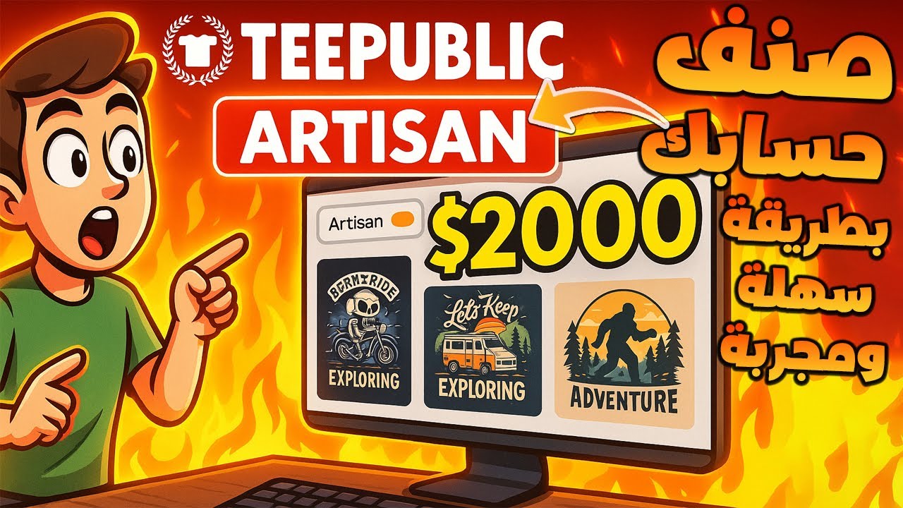 اصعد لحساب Artisan على Teepublic بأسهل طريقة! 🔥 | سر التصاميم الناجحة 💰