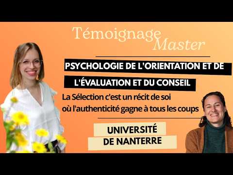 Miniature de la vidéo Master PSTO Parcours psychologie de l'orientation et de l'évaluation et du conseil - Nanterre