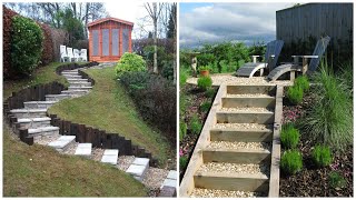 Landscaping ideas: steps and stairs in a sloping garden plot! 40 ideas! Resimi