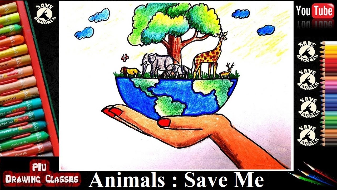 poster making on save wildlife (pencil colour drawing)​ - Brainly.in