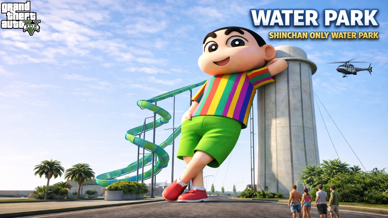 Shinchan Goes Crazy at Jantsuu Tower Water Park in GTA 5 😂💦 | Full Fun Gameplay