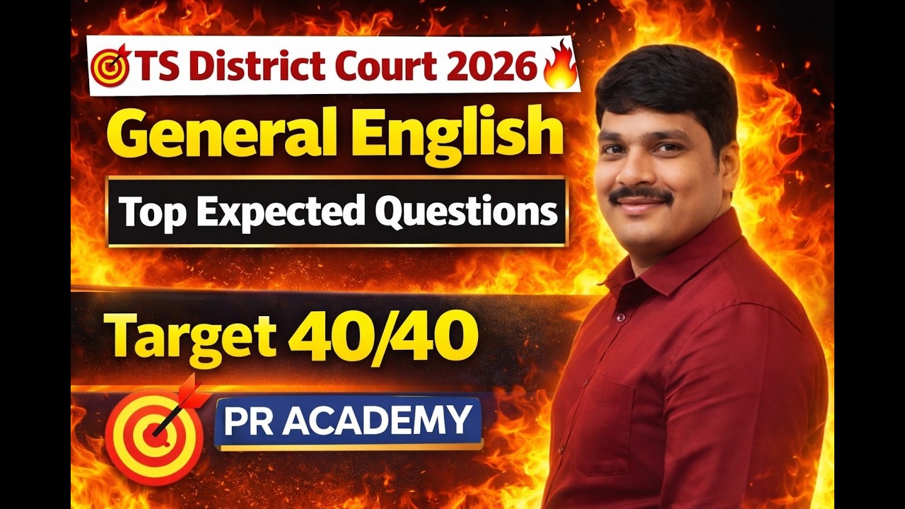 🎯TS District Court 2026 🔥 | General English  | Top Expected Questions | PR ACADEMY | arget 40/40