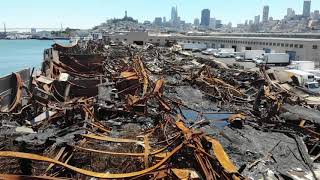 Pier 45 Fire Aftermath - LOW FLYOVER