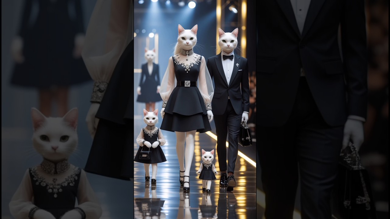 Cute Kitten With Family in Fashion Show Wake|Funny Cat Family🥰 🤣🎉