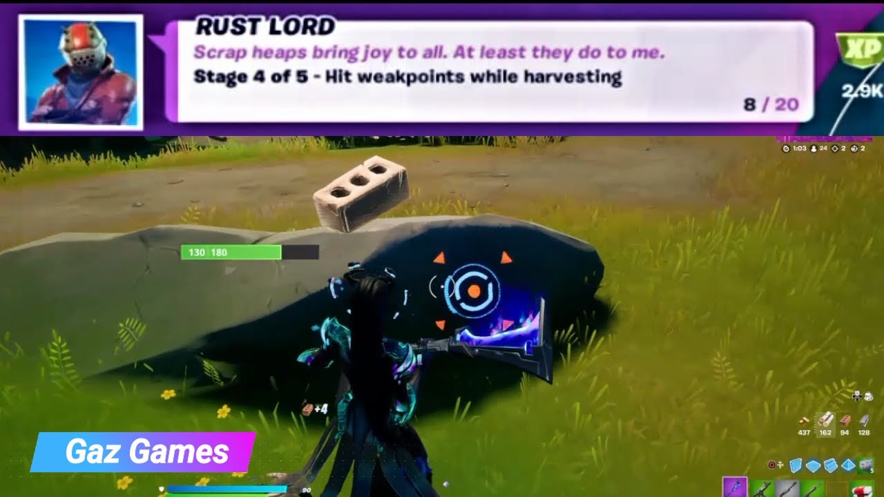 Fortnite - RUST LORD Hit weak points while harvesting