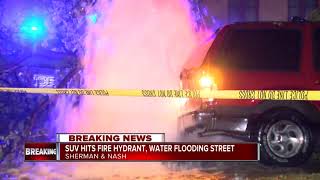 Fire hydrant crash causes street flooding on north side