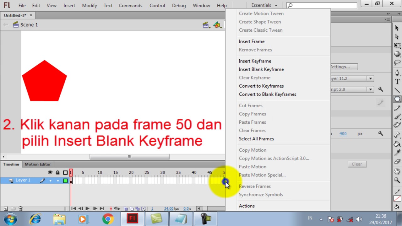  Cara  membuat  animasi  shape tween dengan adobe flash  cs 