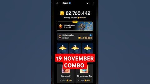 Gemz Daily Combo Today 19 November Daily Combo Today #gemz #combo #airdrop
