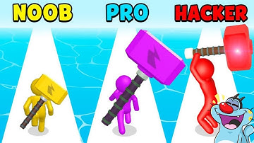 NOOB vs PRO vs HACKER Gaint Hammer All Level