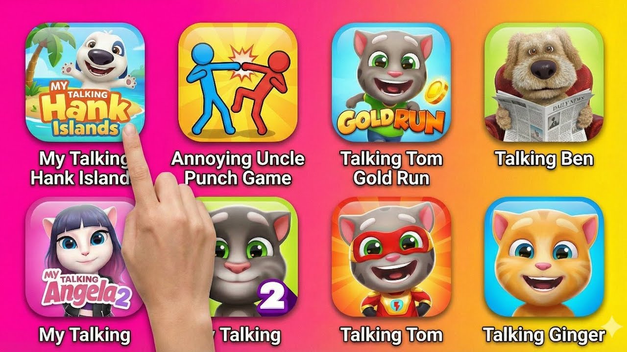 My Talking Hank Islands, Annoying Uncle Punch, Tom Gold Run & Ben - Funny Gameplay