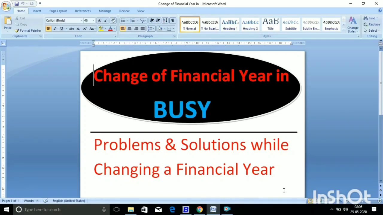 Change Of Financial Year End Change Of Financial Year End