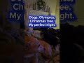 The tree is still up, but the Olympics are on. 🤷♀️🐶 #2026 #pyeonchang #winterolympics #DogParents