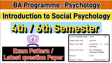 Introduction to Social Psychology BA Prog Psychology 4th / 6th Semester question paper du sol #du