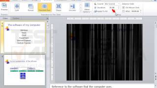 Apply a Random Bars Vertical transition effect to all the slides of the presentation so that...