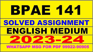 bpae 141 solved assignment 2023-24 | bpae 141 solved assignment in english 2024 | bpae 141 2024